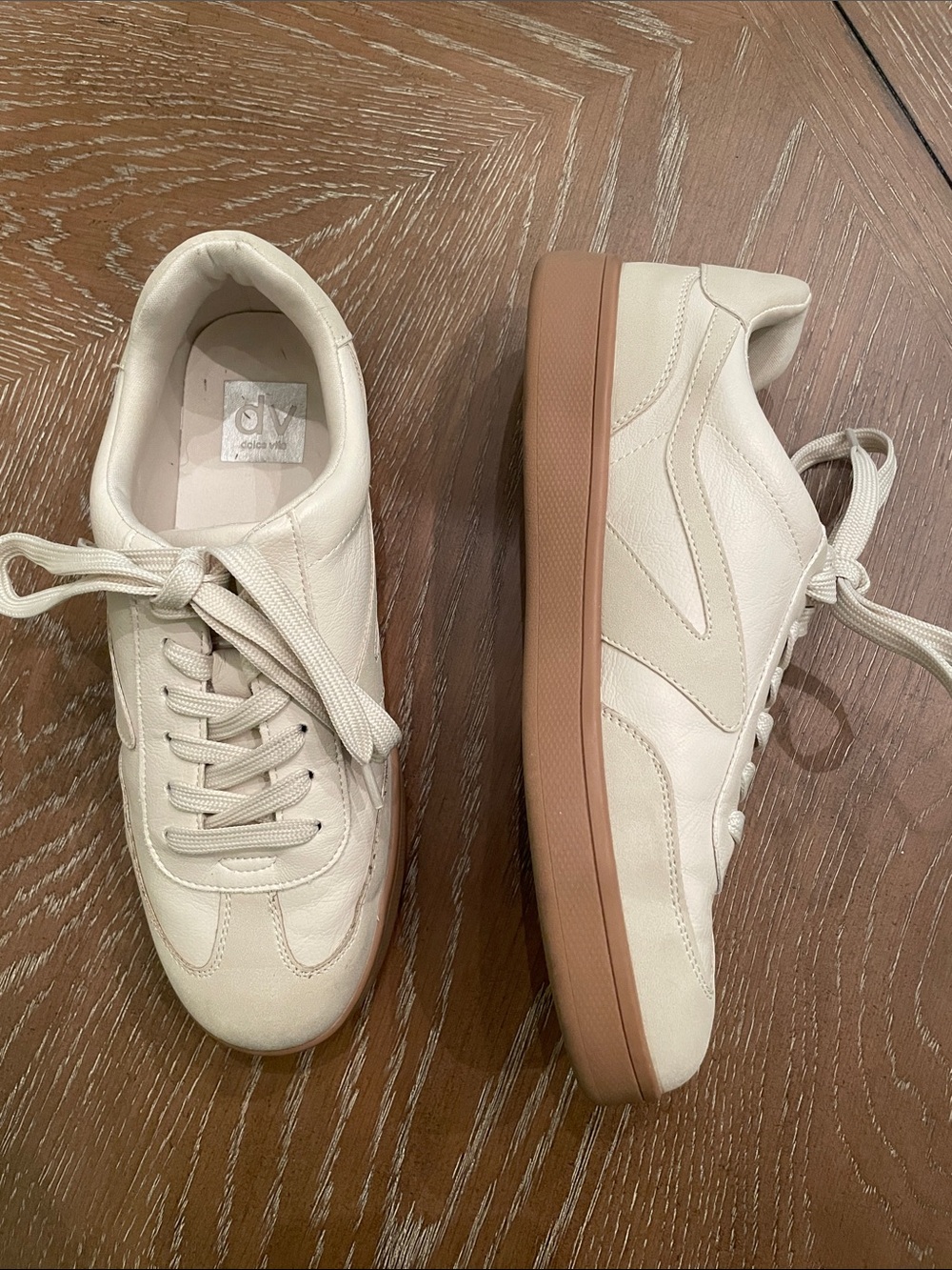 DV by Dolce Vita Off-White Sneakers with Tan Platform